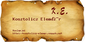 Kosztolicz Elemér névjegykártya