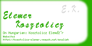 elemer kosztolicz business card